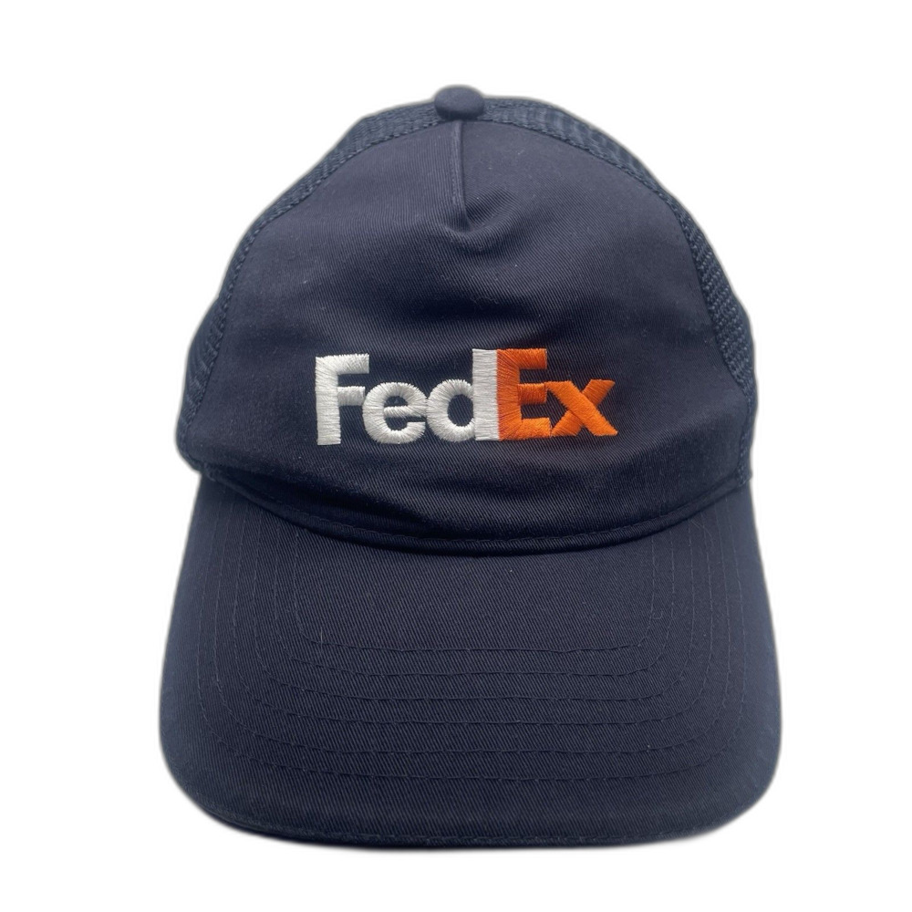 Fedex Baseball Cap Snapback Hat Blue Canvas Courier Adjustable Work Wear OSFA